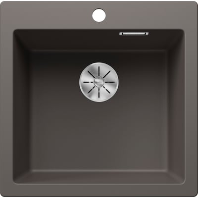 Blanco PLEON 5 UXI køkkenvask i vulkangrå SILGRANIT®, 51,5x51 cm, med hanehul og kurveventil.