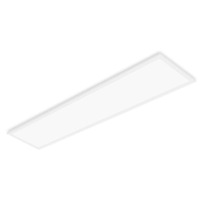 Hvidt Ledvance LED-panel Comfort Zigbee Direct Easy, 300 x 1200 mm, set skråt med den plane lysflade synlig.
