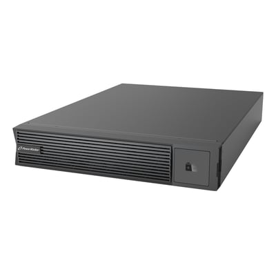PowerWalker BP I72R-12x9Ah UPS batteripakke i sort design, vist med frontgitter og batterisymbol på en hvid baggrund.