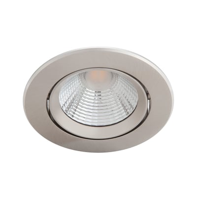 Enkelt Philips Sparkle indbygningsspot vist tæt på, med mat krom ramme og facetslebet glas.