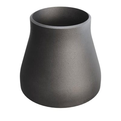 Koncentrisk reduktion i P235GH stål, 114,3/3,6 x 76,1/2,9 mm, med ensartet grå overflade på hvid baggrund.