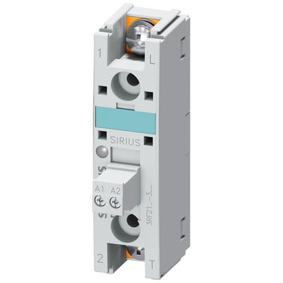Siemens SIRIUS 3RF21 solid-state relæ, 1-faset, 90 A, med skrueterminaler til A1/A2 og tydelig mærkning.