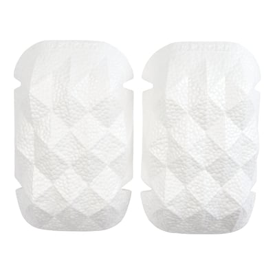 FE Engel Shockproof knæpuder i hvid med et diamantmønster på ydersiden, designet til optimal beskyttelse og komfort.