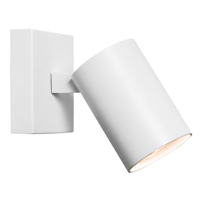 Astro Lighting Ascoli Single spotlampe i mat hvid med cylindrisk, kipbar skærm og GU10-fatning.