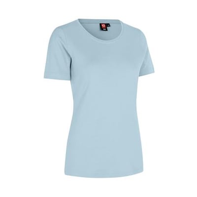 ID Identity dame T-shirt i lys blå, størrelse M, med rund hals og kort ærme, fremstillet i blød antipilling interlock kvalitet.