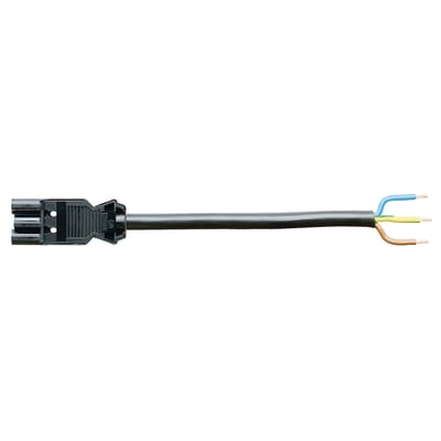 Wieland GST18i3 tilslutningskabel med 3-polet han/fri konnektor, sort 10M og 1,5mm² ledere.