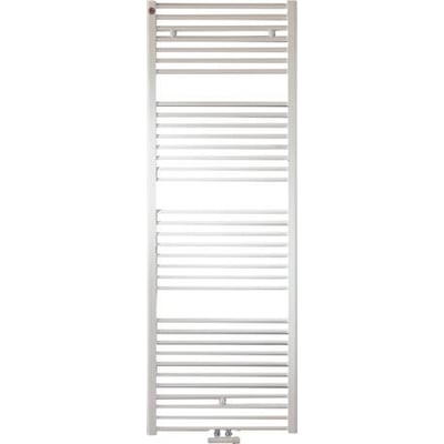 Prorad håndklædetørrer i dimensionerne 1448x600mm med en hvidlig 9016 farve, monteret på væggen med to holdere.
