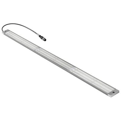 Weidmüller LED lysarmatur WIL-655-W-M12G-0.3U-S i anodiseret aluminium med kabel og M12 stik, 655x40x8mm.