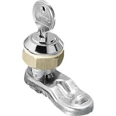 Rittal vridelås SZ i nikkel legering med en indsats til låsecylinder og en messing møtrik.