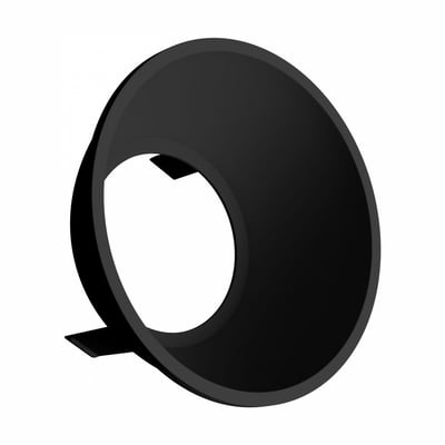 LEDlife Orbito reflektor til indbygning eller påbygning, Ø70 mm, mat sort, set skråt forfra.