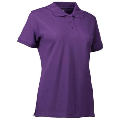 ID Identity polo dame stretch i lilla, str. L, fremstillet i piquékvalitet med stretch og tone i tone-knapper.