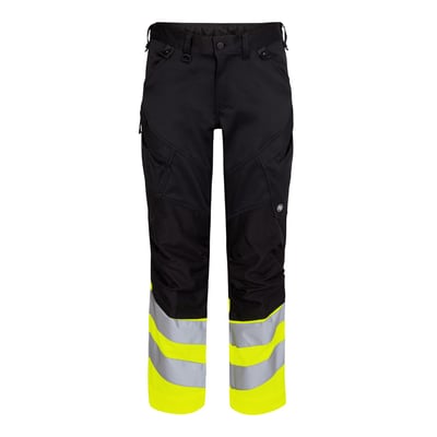 Engel bukser 2546-314 i sort og gul, str. 92, med High-Vis reflekser og moderne pasform.