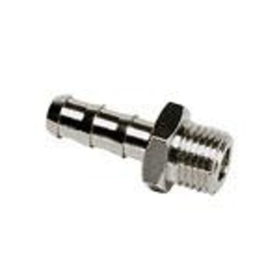 Parker Legris slangenippel med 13mm slangediameter og 1/2" BSPP gevind i nikkelbelagt messing, vist på hvid baggrund.