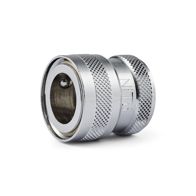 Nito koblingshus med 1/2" indvendigt rørgevind, viste skråt fra fronten med indre detaljer synlige.