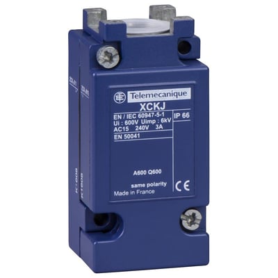 Schneider Electric endestopkrop ZCKJ, mærket XCKJ, med IP66 klassificering og 1CO kontakttype.