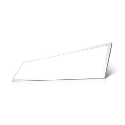 V-TAC VT-6147 LED panel i 1200x300mm med hvid ramme og hvid lysflade, vist med skygge på hvid baggrund.
