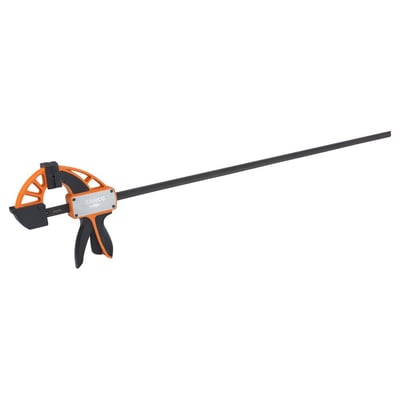 Bahco QCB-1250 enhånds spændetvinge i fuld længde på 1250 mm, med orange og sorte detaljer, vist på hvid baggrund.
