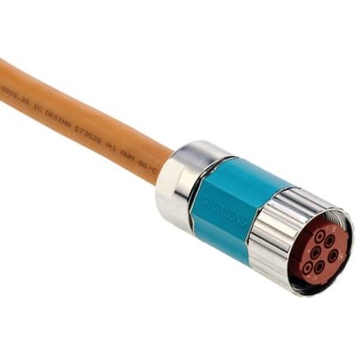 Siemens DRIVE-CLIQ signalkabel på 10 meter med 24V RJ45 stik, blå og krom detaljer.