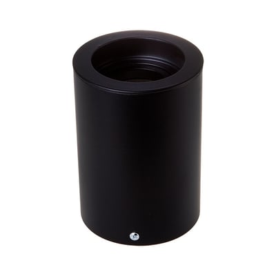 V-TAC Vt-796 lampe, GU10, rund, sort, fremstillet i trykstøbt aluminium med synlig skrue på fronten.