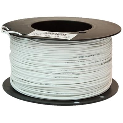 Stor spole med hvid Texiline HF90 monteringsledning på 1,5 mm², egnet til skibe og offshore.
