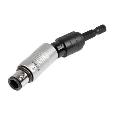 Ironside fleksibel bitsholder til 1/4-toms bits, 94 mm, med sølvfarvet holder og sort sekskantet skaft.