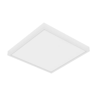 Hvidt, kvadratisk LEDVANCE Panel Surface LED-panelarmatur set skråt forfra med bred lysflade, 4160 lm og valg mellem 3000 og 4000 K.