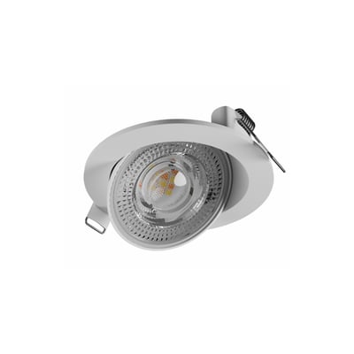 SpectrumLED Mobilo LED loftlampe i hvid, rund Ø105mm, viser front med klar linse og justerbar mekanisme.