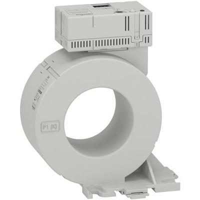 Schneider Electric Sumstrømstrafo TB60P, en lukket strømtransformertype med 60mm indvendig diameter og metalskærm.