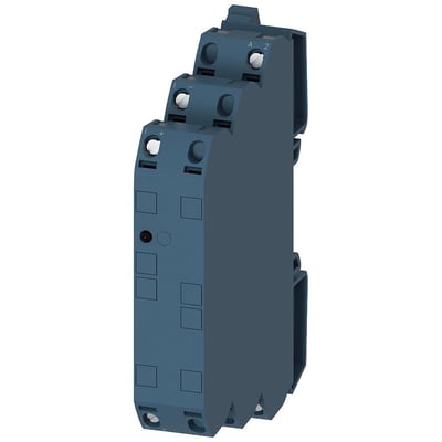 Siemens SIRIUS 3RS70 signalkonverter i mørkeblå plast med skrueterminaler og mærkater til analoge signaler.