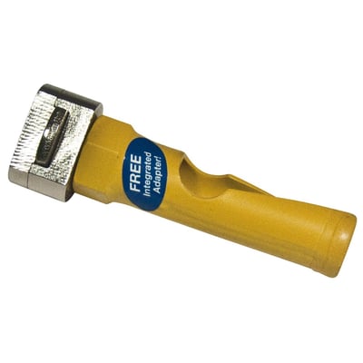 PRO-FIT 24 mm HM hulsav med integreret adapter, fremstillet i slidstærkt metal og gult plastmateriale.