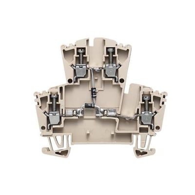 Weidmüller dobbeltklemme M/DIO. wdk 102350 med skrueterminal og elektronik, beige, til 2.5 mm² ledere og TS 35 DIN-skinne.