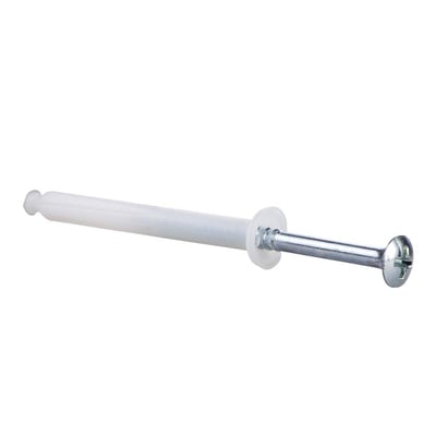 Schneider Electric Sømplug TPS 6/20x50 i hvid polyamid med elforzinket stålskrue, klar til gennemstiksmontage.