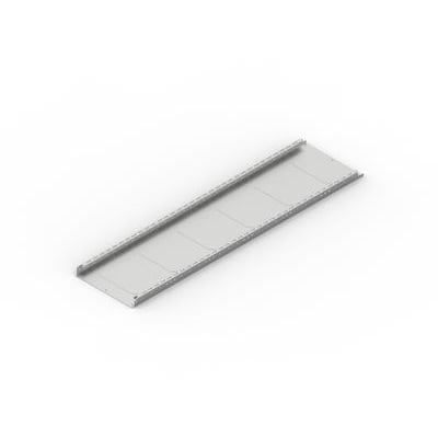 Cubic skabsskinne i metal, 1,5 meter dyb og 6 meter lang, præsenteret på hvid baggrund.