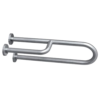 Intra Juvel højre støttehåndtag i børstet rustfrit stål, model TBBP-002, designet til vægmontering med 150 kg belastning.