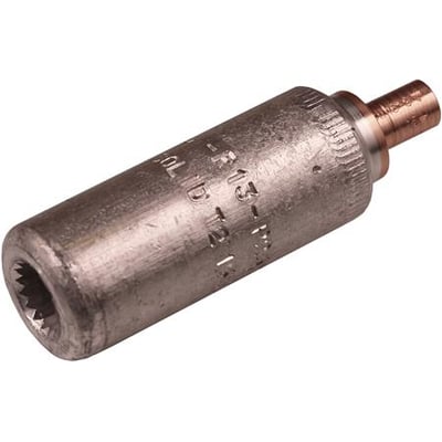 Elpress bimetals samlemuffe AKS95-35 til 95mm² Al-leder og 35mm² Cu-leder, vist på hvid baggrund.