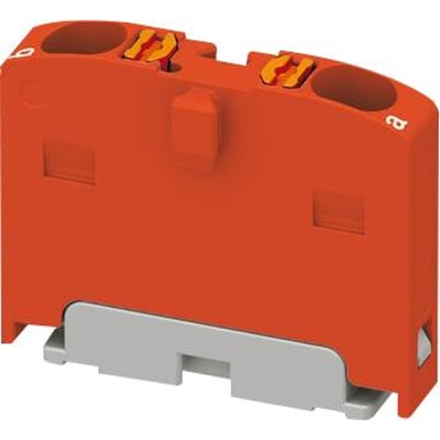 Phoenix Contact PTFIX 2X1,5 RD samleblok i rød med push-in tilslutning og grå monteringsfod til DIN-skinne.