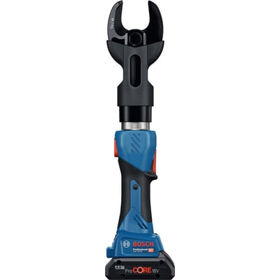 Detaljeret billede af Bosch GKH 18V-50 Professional kabelskærer, der viser skærehovedet og det ergonomiske håndtag.