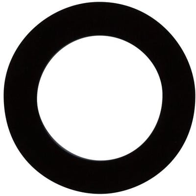 B.E.G. Afdækningsring PD11 i sort plast med en udvendig diameter på 52 mm, vist på hvid baggrund.