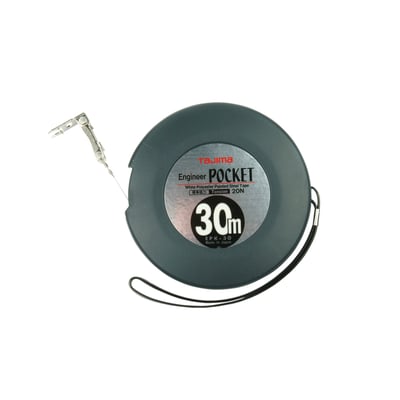 Tajima båndmål, 30 meter, Engineer Pocket model, med foldbart greb og påsat strop.