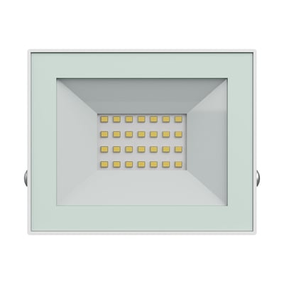 Hvid SpectrumLED 20 W LED-projektør med synlige LED-dioder og frontglas, til arbejdslampebrug.