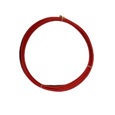 Isoleret ståltrådleder, 4 meter lang og med diameter 1,0-1,2 mm, opviklet i en cirkel.