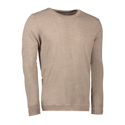 Bagfra af Seven Seas pullover i sand melange, XL, med rund hals og lange ærmer i merino uld.
