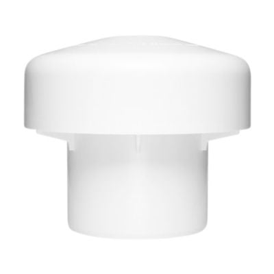 Purus vakuumventil i 110 mm, fremstillet af hvid PP-plast med en bred, hvælvet top og en cylinderformet base.