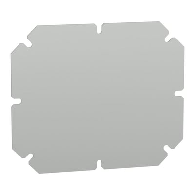 Schneider Electric Thalassa AMPA isoleret montageplade i grå, måler 150x175mm, præsenteret isoleret.