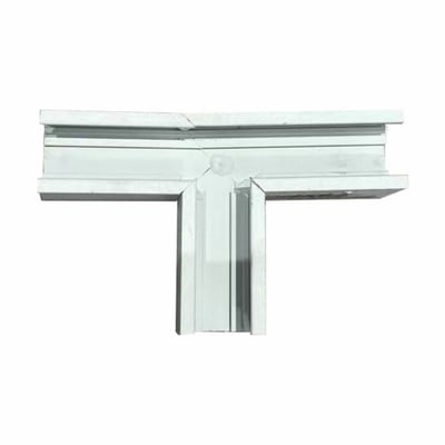 SpectrumLEDs hvide aluminiumsprofil til LED-strips ses forfra med en vandret profil og en midterdel, der går nedad.