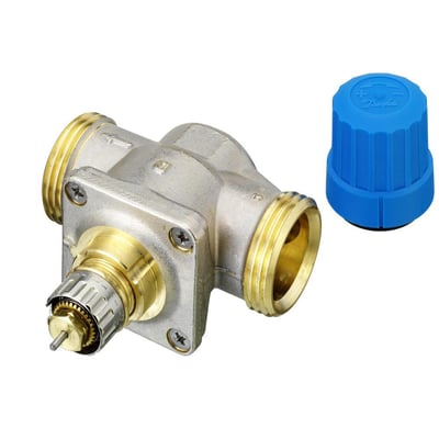 Bagfra set Danfoss RA-C 20 køleventil med synlige indstillingsdetaljer og 1/2" tilslutninger.