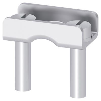 Siemens sadelterminal til NH00, 1-polet med skrueterminal til kabler 1,5-70 mm², fremstillet i metal med blank overflade.