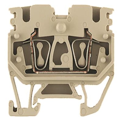 Weidmüller Blokklemme ZDUB 2.5-2/4AN/TS15 Mini i beige med fire fjederterminaler til TS 15 skinne.