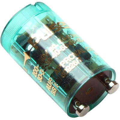 Elektronisk pulsstarter EFS 600 med grøn transparent plastikkabinet, passer til UV og solarierør.