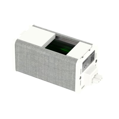 Schneider Electric Unica møbelboks VDI i hvid-grå med stofbeklædning og åbent rum til medier, 45x45 mm.